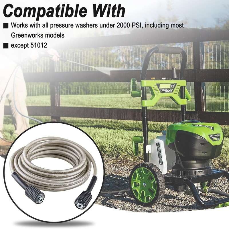 25-Foot Pressure Washer High Pressure Hose with m22 connector, Replacement