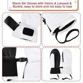 Durio Ski Gloves Winter Warm Gloves Waterproof Touchscreen Mens Womens Ski Mittens Outdoor For Snowmobile Snowboard Skiing White X-Large