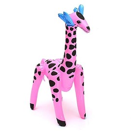 iSeventy9 Inflatable Blow-Up Giraffe Toy Party Favor - Pink with Black Spots - 65cm tall