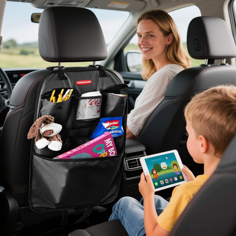 Rubbermaid Backseat Car Organizer, Kick Mats and Seat Back Protector,