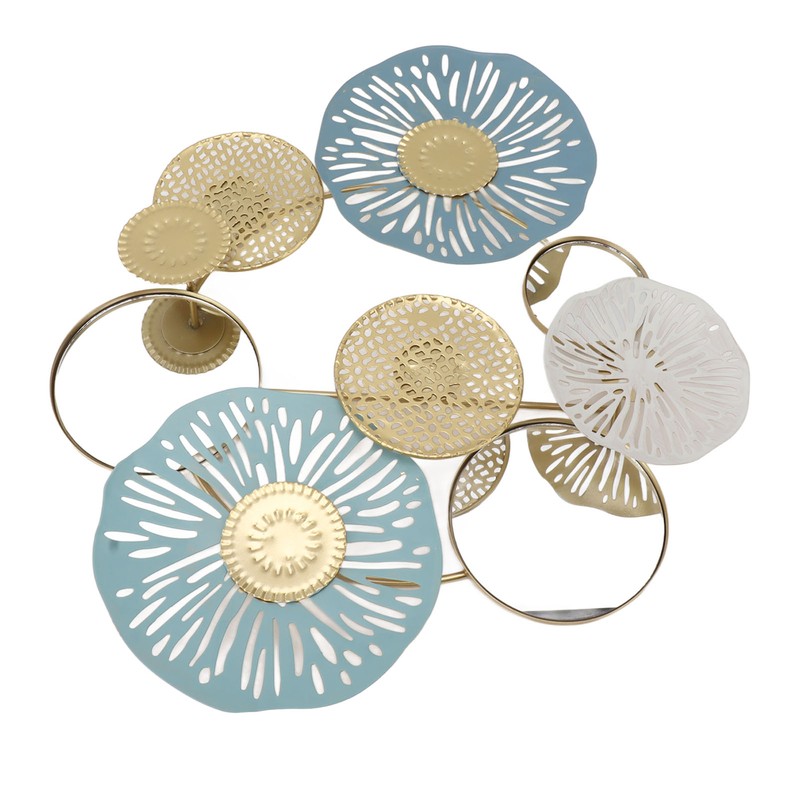 Wall Iron Decoration Lotus Shape With Mirror Metal Wall Art