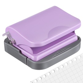 Lurrose Loose Leaf Hole Punch, 6 Hole Punch, Made of Plastic, Durable, Small, Compact, Storage, Easy Operation, Round Hole, Fits A5/B5/A4, Notebook, Document Organizing, School, Office, Home, Purple