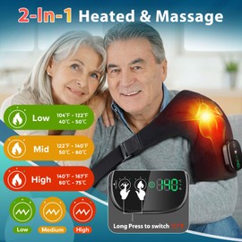 Shoulder Heating Pad, Heated Shoulder Wrap with Massage, Heated Shoulder Brace for Shoulder Vibration, Cordless Shoulder Heating Pads Shoulder Massager with Heat