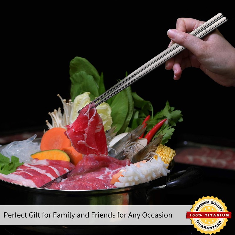 Tibitdeer Titanium Chopsticks, 2 Pairs 9 Inch Reusable Dishwasher Safe