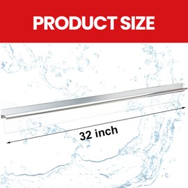 BSFRNF 2 Pcs 32" Chrome Framed Shower Door Replacement Bottom Deflector, Water Deflector with Shower Door Bottom Seal, Applied Mounting Tape and Screws (32Inch)