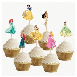 Princess Mix Birthday Party Food Cupcakes Picks Decorations Toppers (Pack of 16)