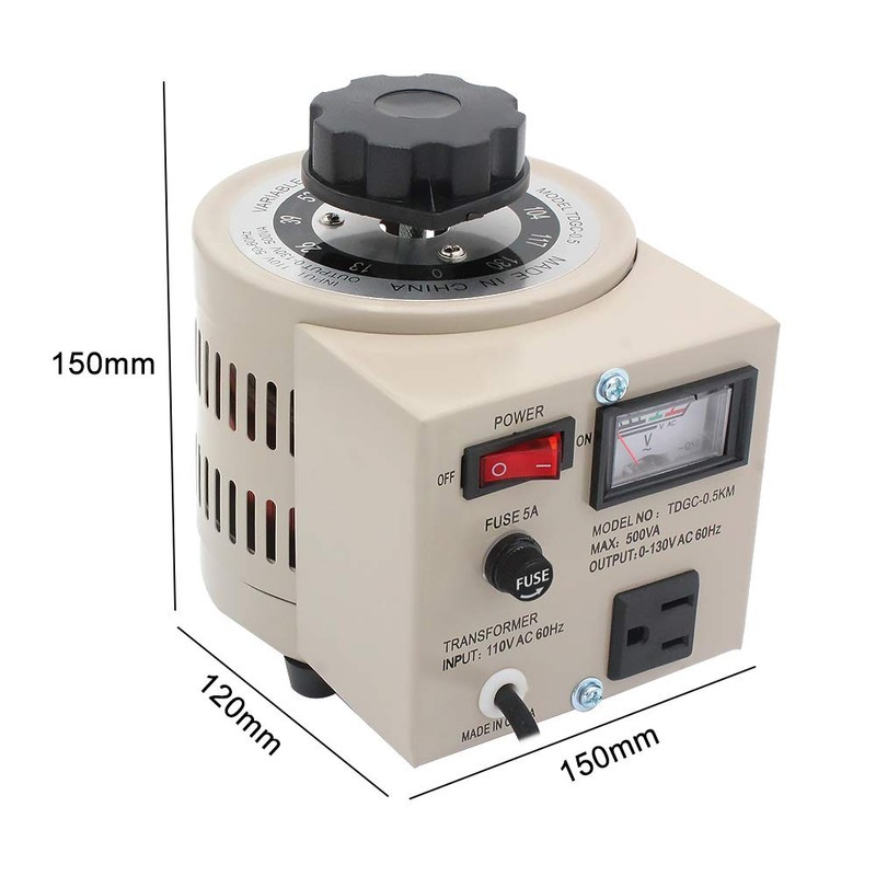 LVYUAN Variable Transformer Variable Voltage Regulator, 0-130V Output, 110V-120V Input,
