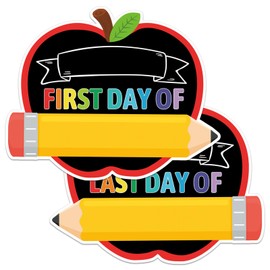 JUESMOS First and Last Day of School Chalkboard, 9.5"x11.8" Double Sided Pencil Back to School Sign for Kids Girls Boys Reusable 1st Day of Kindergarten Preschool Photo Props Sign