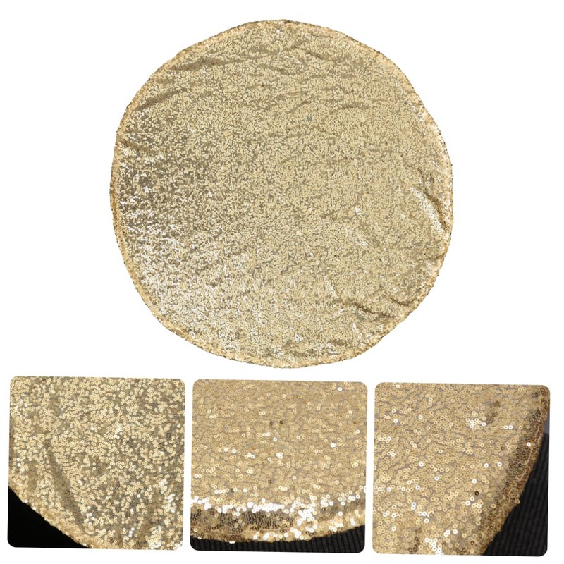 CIYODO Golden Sequin Table Cover Round Shiny Tablecloth for Weddings