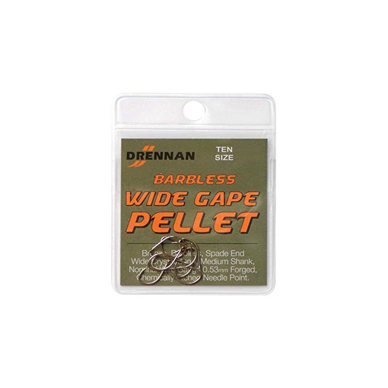 Drennan Wide Gape Pellet Hooks - Barbless Size 10