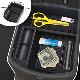 AFEISOL Center Console Organizer Tray Compatible with Kia Seltos 2020 2021 2022 2023 2024 2025, Insert Storage Box Coin and Sunglasses Holder, Kia Interior Accessories (Black)