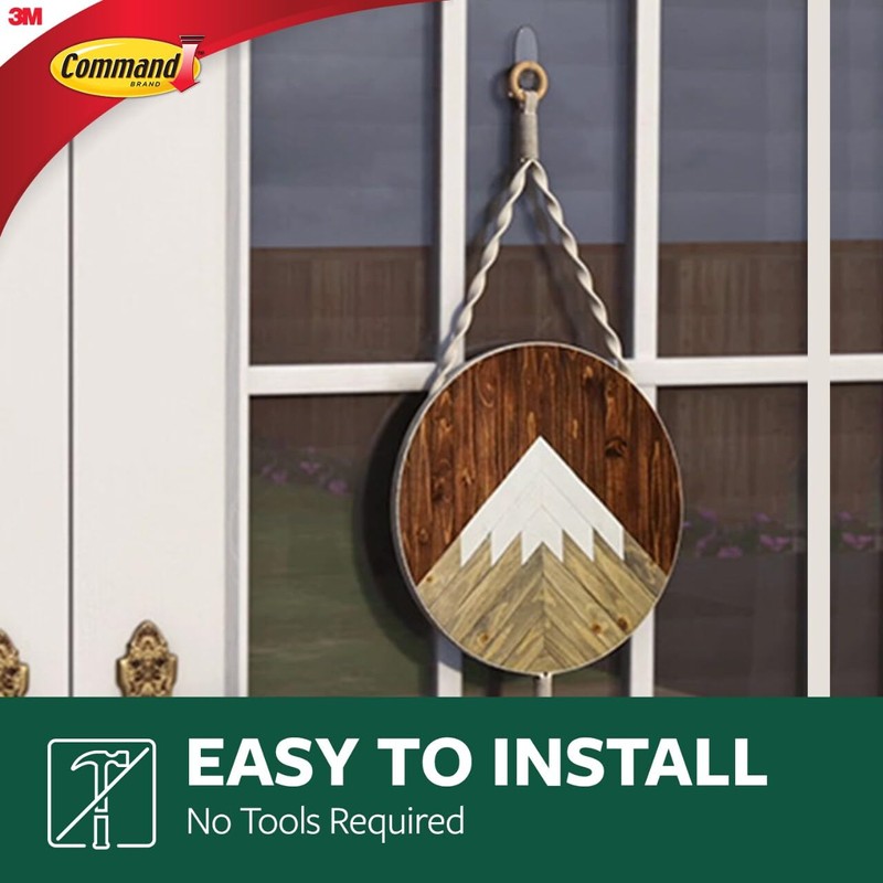 Command Outdoor Large Clear Wall Hooks, 1 Hook and 2