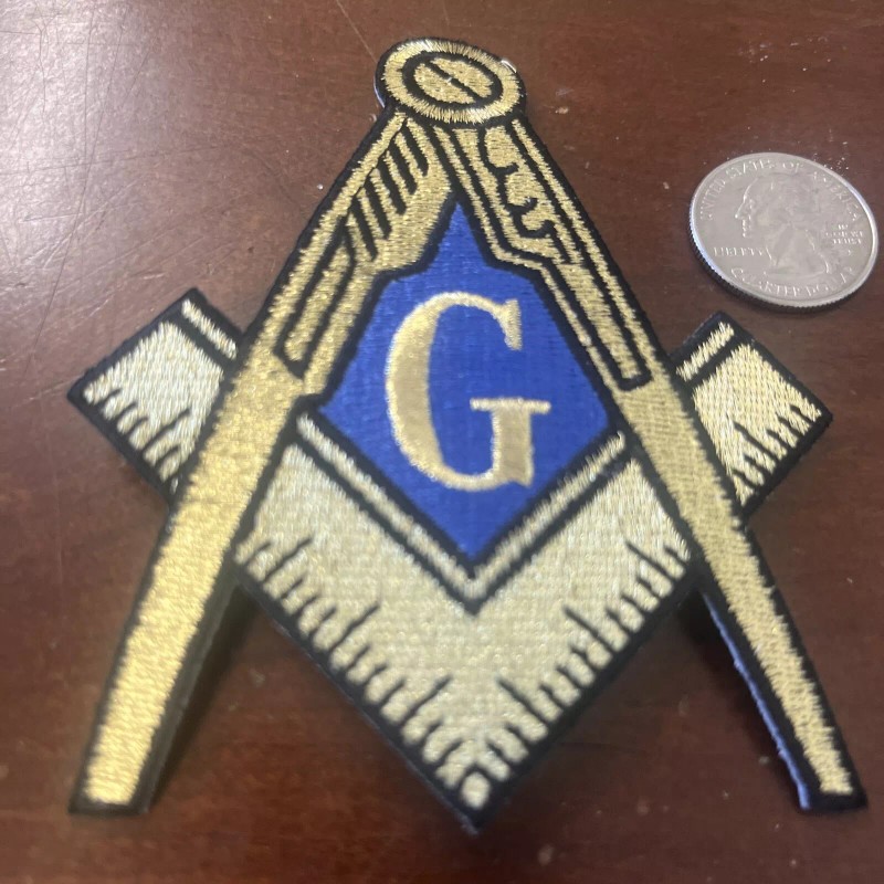 Masons Masonic Gold & Blue Iron on Patch 3.5” -