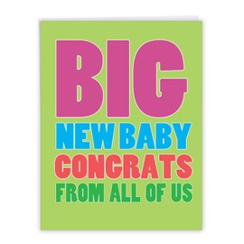 NobleWorks, Hilarious New Baby Congratulations Card, Pregnancy Notecard w/Envelope, From All of Us (8.5 x 11 Inch), Big New Baby Congrats J2725BBG-US