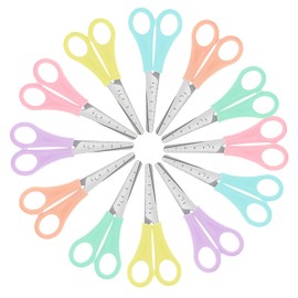 JOHOKAKITI 12 Pack Kids Scissors, 5” Safety Blunt Tip Student Scissors, Small Scissors for Primary School, Kids Safety Scissors Art Craft Supplies, Safety Comfort Grip for Children Cutting Paper