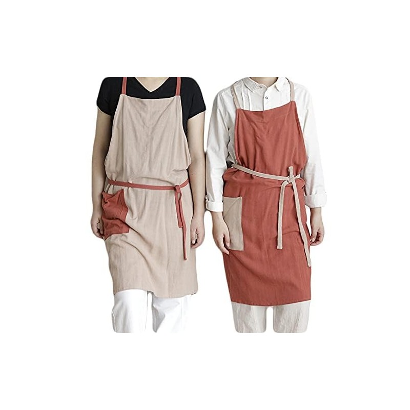UHEIM Premium Ultra lightweight(0.4 lbs) Pure Linen Bib Apron Adjust