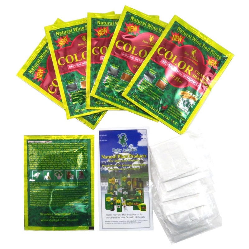 Diety Shampoo Natural Herbal Color Change Kit, Wine Red