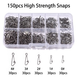 150pcs/250pcs High Strength Stainless Steel Snaps Set Fishing Line to Hooks Connectors in Saltwater or Freshwater (150pcs/box High Strength Snaps)