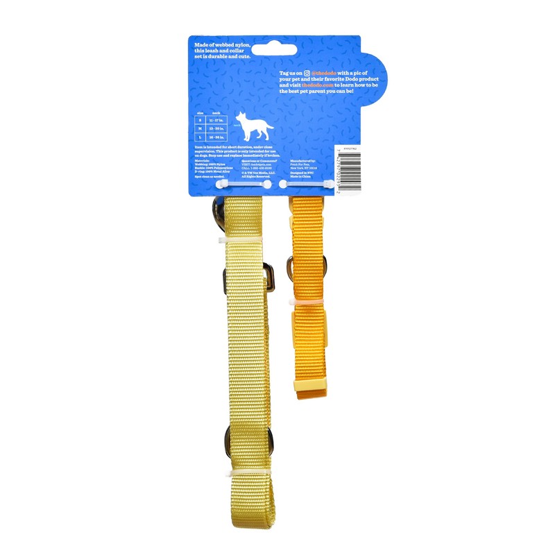 Dodo All Nylon Yellow Collar and Leash - Medium; Matching