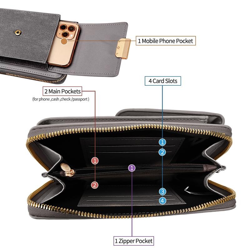 Leather Crossbody Phone Bag Small Designer Purse with Adjustable Strap