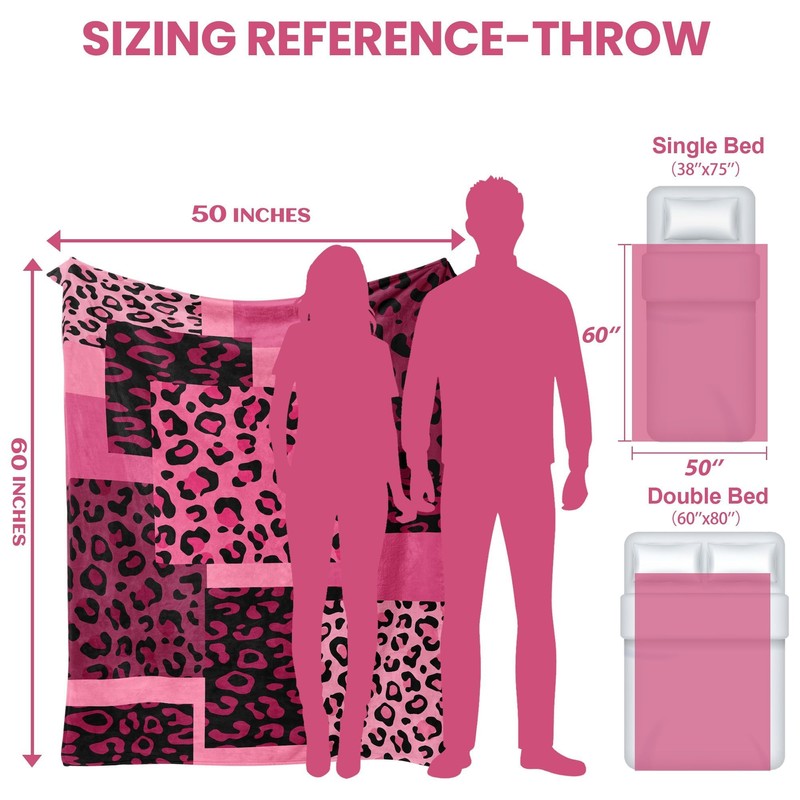 Pink and Black Cheetah Throw Blanket, 50x60 in