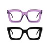 HoouMoou Stylish Oversized Squarer Reading Glasses for Women Funky Blue