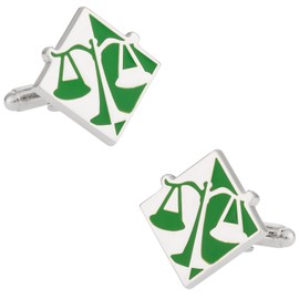 Green Silver Scales of Justice Lawyer Attorney Judge Legal Cufflinks by Cuff-Daddy
