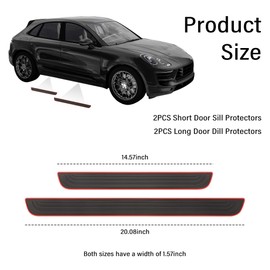 4PCS Car Door Sill Protector,Anti-Scratch Rubber Car Door Protector Edge Guards for Door Steps,Universal Waterproof Door Threshold Strips Exterior Accessories for Car Truck SU (Black+Red, Width 1.57")