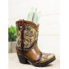 Rustic Western Cowboy Cowgirl Boot Faux Tooled Leather Scrollwork Pen Holder