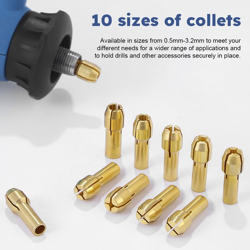 EMVANV 28pcs/Set Drill Chuck Collet for Dremel, 1/32 to 1/8inch,
