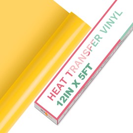 HTVRONT Yellow 12" x 5ft HTV Vinyl Rolls - Easy Cut & Weed Heat Transfer Vinyl for Shirts, Iron on Vinyl for All Cutter Machines