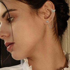 Diamday 4 Pairs Trendy Chain Earrings for Women, Stainless Steel Zirconia Stainless steel