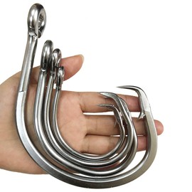 Tuna Circle Fishing Hooks Stainless Steel Super Strong Claw Tip Shark Tuna Sea Fishing Hooks,Size 16/0 18/0 20/0 24/0 28/0 (24/0(pack of 2))