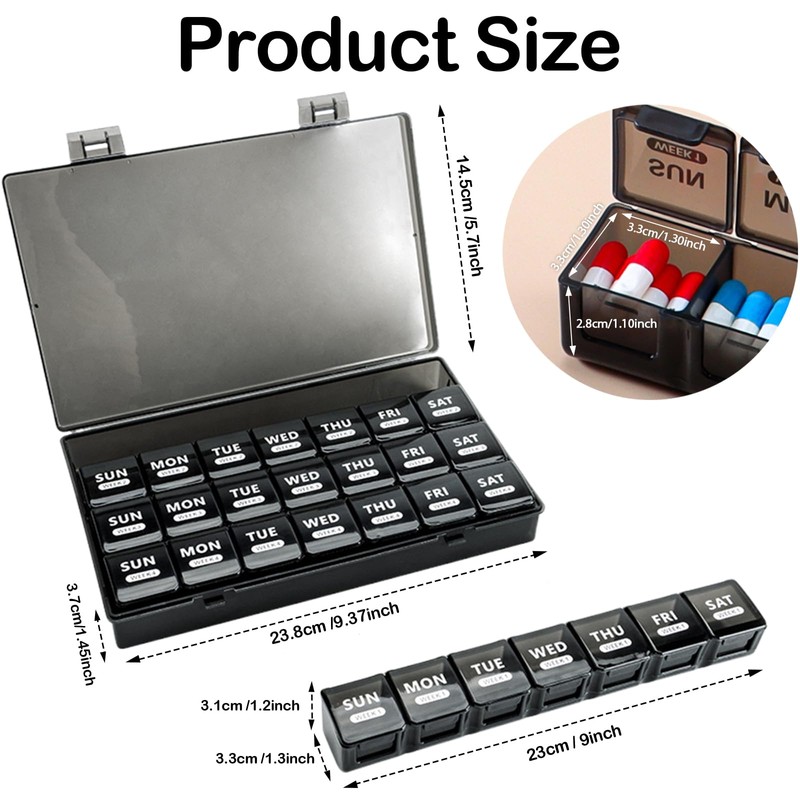Large Monthly Pill Box, XL Pill Boxes 7 Day 1