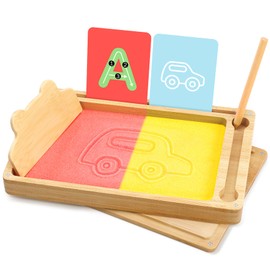 Pourbibi Montessori Wooden Sand Table Lerns Toy