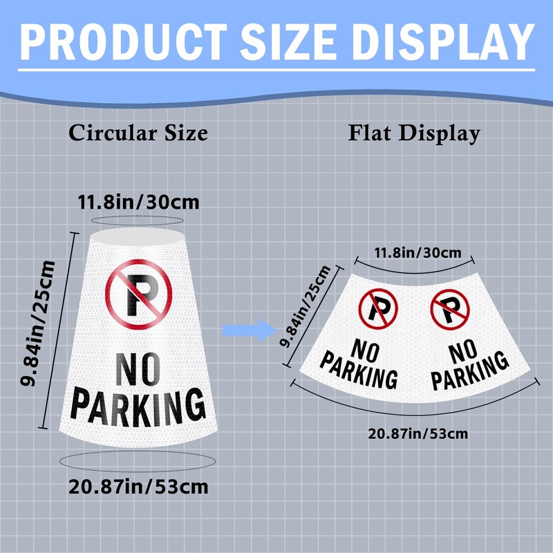 2 Pack “No Parking” Message Collars Cone Sleeve, Parking Signs