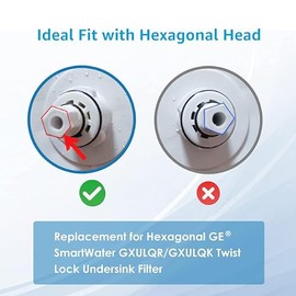 AQUA CREST FQK1R, GXULQR Under Sink Water Filter, Replacement for GE FQK1R, GXULQR, Compatible with GE GXK140TNN and GXULQK systems, NSF/ANSI 42 372, 2K Gallons, Reduces Lead, Chlorine, 2 Pack
