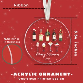 Wine Christmas Ornaments - Cocktail Christmas Ornaments - Wine Ornaments, Wine Ornaments for Christmas Tree, Christmas Wine Ornaments - Wine Gifts for Women, Men - Acrylic Ornament Cocktail 2024