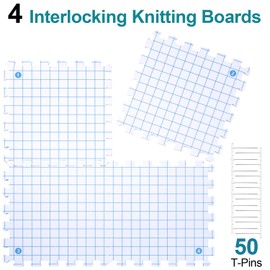 Interlocking Blocking Mats - Blocking Mats for Knitting and Crochet Projects, 4-Pack 12'' W x 12'' L Knitting Blocking Mats with 50 T-Pins