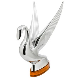 GG Grand General 47980 Chrome Swan Hood Ornament with Amber/Amber 6 LED Glow Base