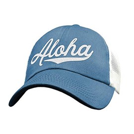 Light Blue Aloha Hat For Women - Trucker Hat Style - Hawaii Vacation Hat - Hawaiian Islands Apparel