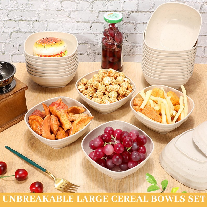 Gejoy 64 Pcs Unbreakable Cereal Reusable Wheat Straw Lightweight Bowls
