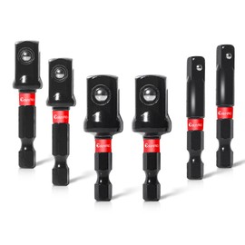 ColumPRO 6PCS Stubby Impact Socket Adapter Set, Hex Shank Impact Driver Socket Adapter 1/4" 3/8" 1/4" for Cordless Drill, Impact Driver, Power Drill