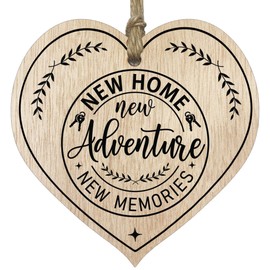 Stuff4 Light Wooden Heart Sign Plaque - New Home - Hanging Wood Signs Plaques, House Warming Gifts for Friends or Relatives, New Home Gifts, New House Present