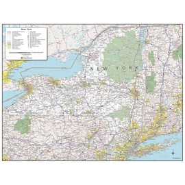 MapSherpa: New York State Wall Map - 24 x 31.5 inch Poster - Front Lamination