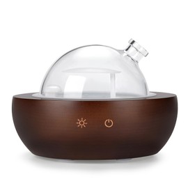 Kakoda Glass Essential Oil Diffuser,Real Wood Base,The 2024 Upgrade Aromatherapy Diffuser,Aroma Diffuse Humidifier,LED Light in 7 Colors，Suitable for Home Office Bedroom-Brown