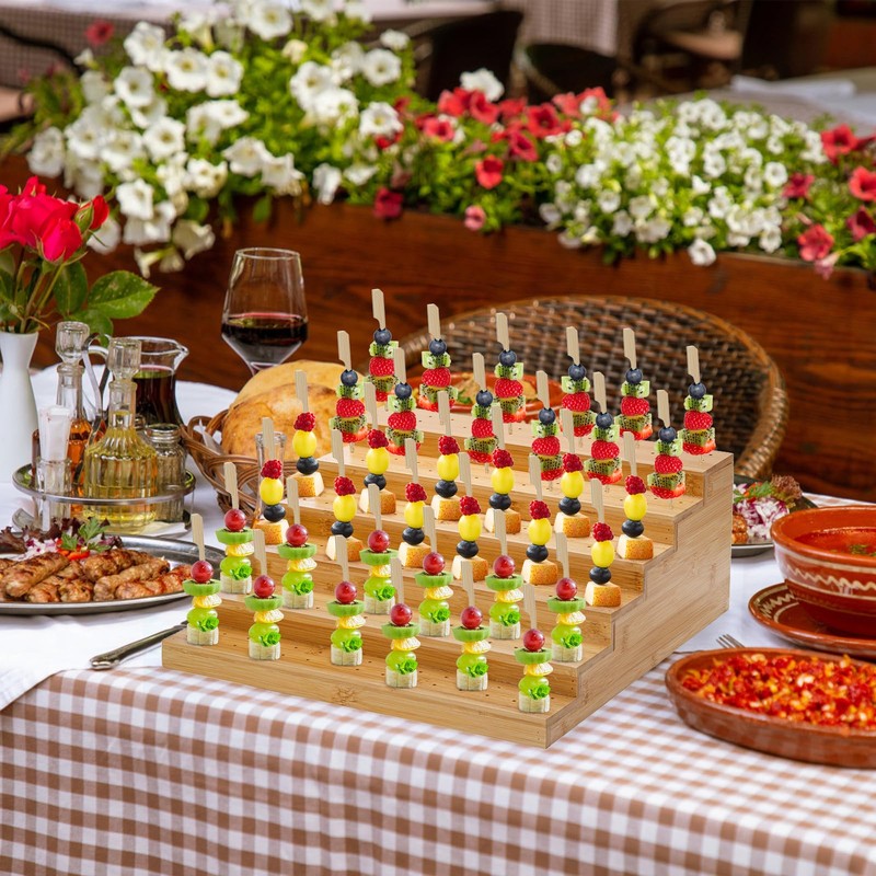 Kingrol Appetizer Skewer Display with 180 Holes and 100 Skewers,
