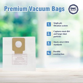 DVC Replacement Vacuum Bags for Panasonic Canister Model Vacuums - Compare to Panasonic Style C C3, MC-125P Bags | Includes 3 Standard 2-Ply Vacuum Bags