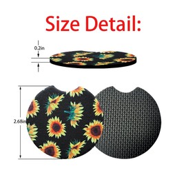 XINLIYA 2 Pack Car Coasters for Drinks Absorbent - 2.75 Inch Cute Car Cup Holder Coasters for Women, Removable Cup Holder Coaster for Your Car, Car Interior Accessories for Women & Girls (Style J)