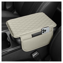 Upgraded Car Center Console Cover, Microfiber Leather Car Armrest Cover Cushion with 2 Storage Bags, Universal Car Armrest Storage Box Car Interior Accessories for Most Vehicles (Light Gray)